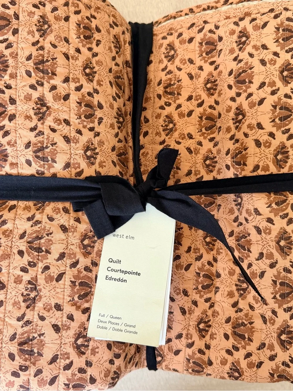 West Elm Gemma Reversible Print- Floral Quilted Quilt